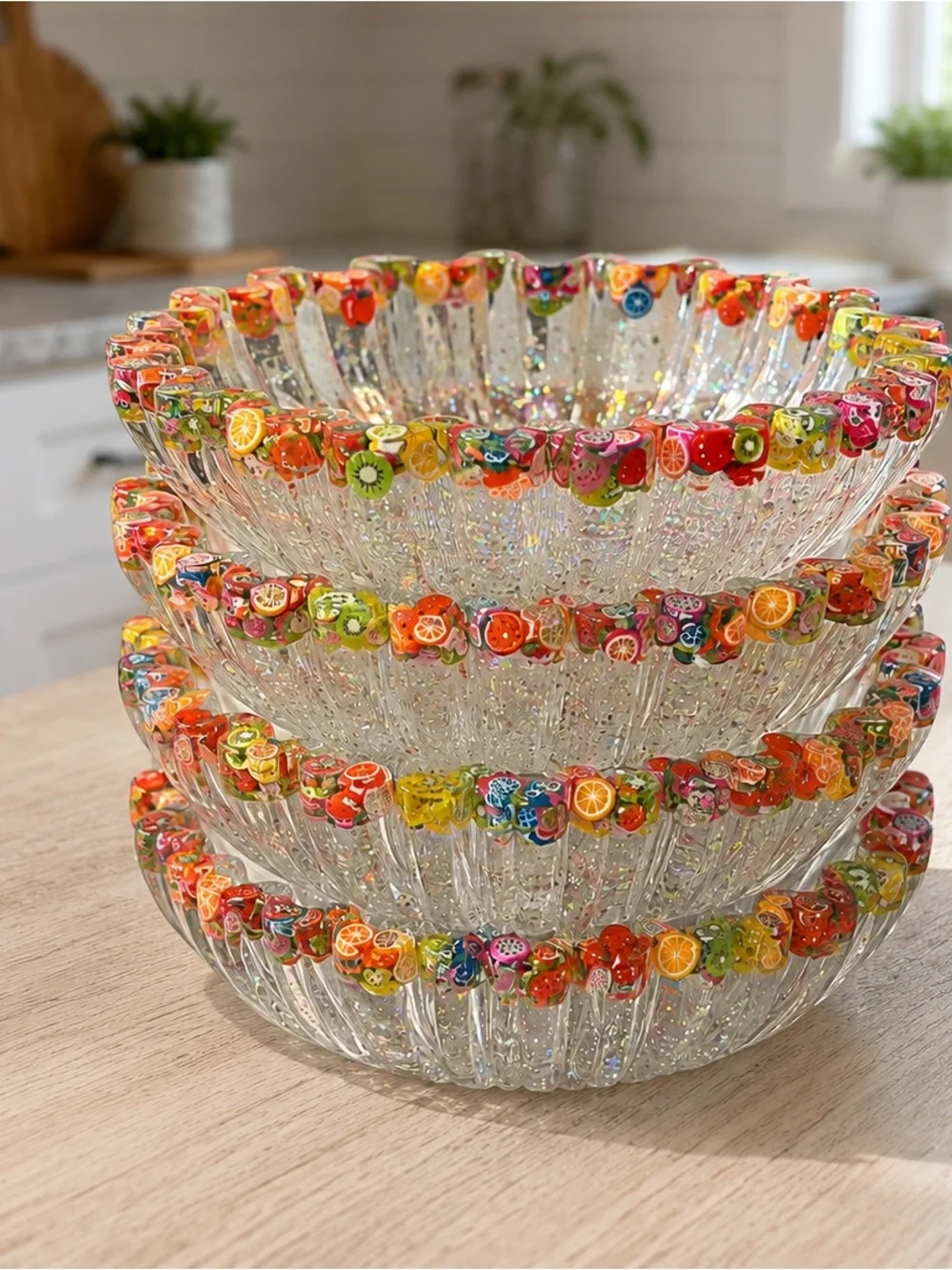 Colorful Fruity Resin Serving Bowl - Set of 4